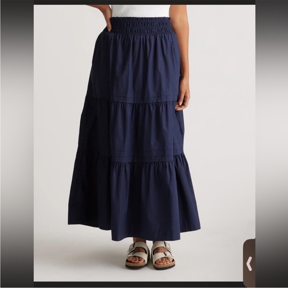 Quince Classic Cotton Navy Poplin Maxi Skirt size medium EUC - Picture 4 of 13